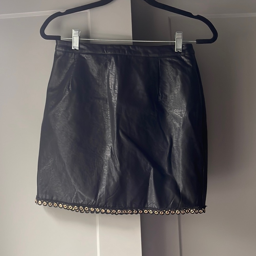Women’s Black Leather Skirt